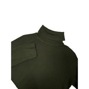 Laura Scott Sweater Womens Medium Green Ribbed Turtle‎ Neck Mom Casual